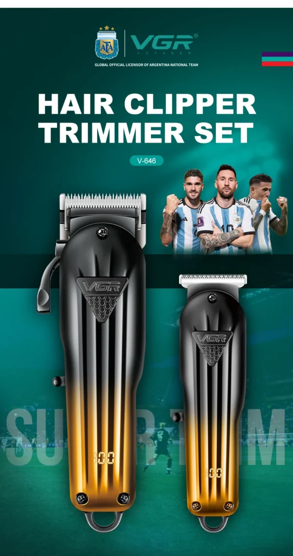 VGR 646 Hair Trimmer Professional USB Hair Clipper Rechargeable Hair Cutting Machine Barber Hair Trimmer Set LED Trimmer for Men - Image 8