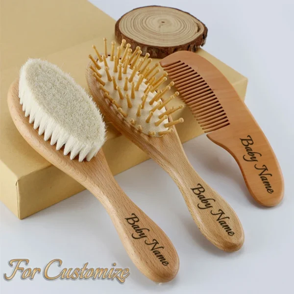 Personalized Wooden Baby Brush Custom Name Baby Wool Comb New Born Hair Brush Infant Head Massager Bath Brush Comb for Kids - Image 15