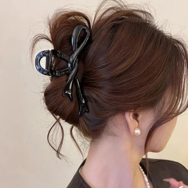 13cm Acrylic Ribbon Bow Hair Claws Crab Hair Clips Glossy Barrettes Headwear Hairpins Shark Ponytail For Women Hair Accessories - Image 2