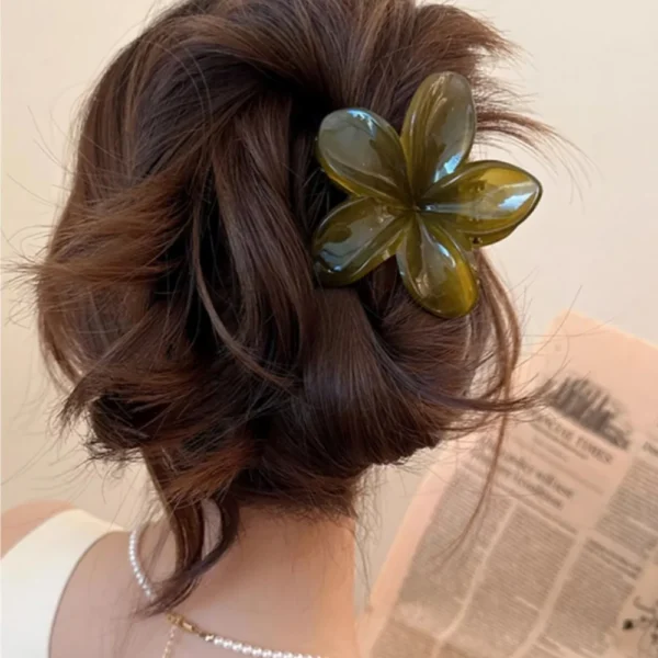 Women's Laser Mermaid Princess Flower Shaped 8cm/3.15in Large-Size Brown Beige Lightweight Plastic Hair Clips Fashionable And - Image 6