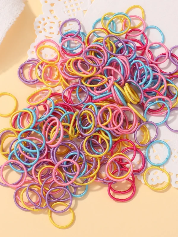 100 Pcs/Lot 2cm Hair Ties Gum Colorful Nylon Rubber Band Rope Doll Hair Accessories Black Elastic Hair Bands for Baby Girls Gift - Image 19
