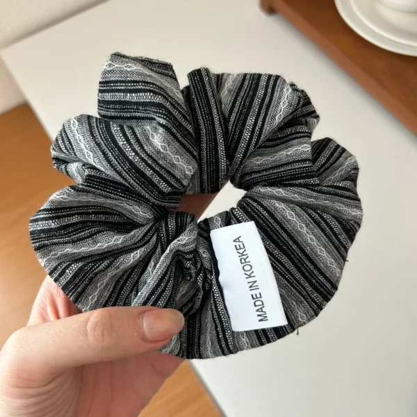 2024 Korea Fashion Stripe Hair Rubber Bands Girls Blue Scrunchie Elastic Big Hair Tie Solid Color Silk Hair Bands accessoires - Image 18