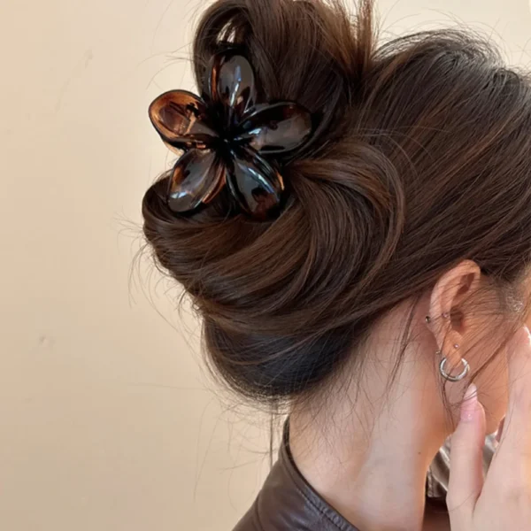 Women's Laser Mermaid Princess Flower Shaped 8cm/3.15in Large-Size Brown Beige Lightweight Plastic Hair Clips Fashionable And - Image 4