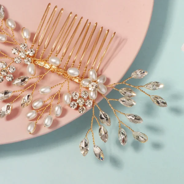 Trendy Pearl Handmade Hair Combs Delicate Crystal Flower Beaded Hair Clip Headpiece Festive Party Jewelry Hair Accessories - Image 4