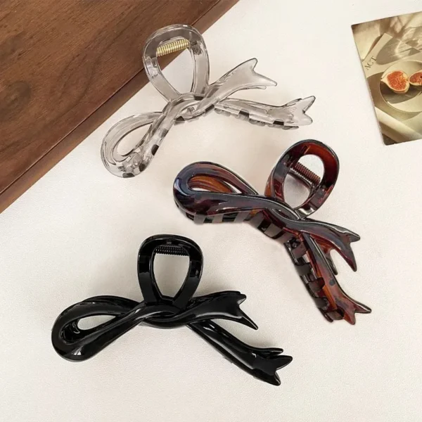 13cm Acrylic Ribbon Bow Hair Claws Crab Hair Clips Glossy Barrettes Headwear Hairpins Shark Ponytail For Women Hair Accessories - Image 9