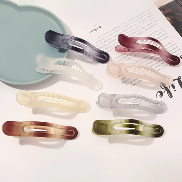 New Acrylic Matte Duckbill Hair Claws Barrettes Bow Solid Color Hair Clips Hair Accessories For Women Hairpin Ponytail Headwear - Image 4