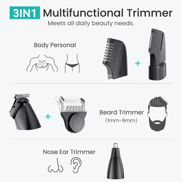 Kensen S16 Body Hair Shaver Kits for Men 3 In 1 Beard Hair Trimmer IPX6 Waterproof Hair Cutting Machine Electric Clipper Barber - Image 9