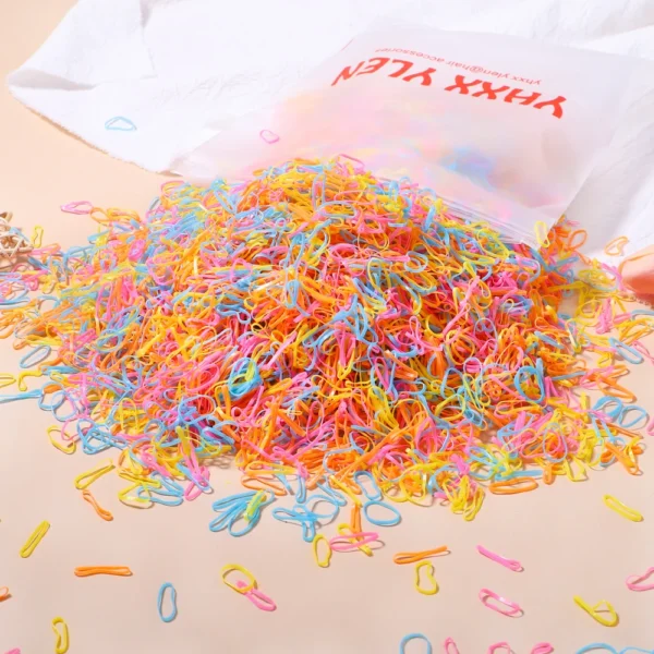 500/1000/2000pcs Girls Colourful Disposable Rubber Band Hair Ties Headband Children Ponytail Holder Bands Kids Hair Accessories - Image 8