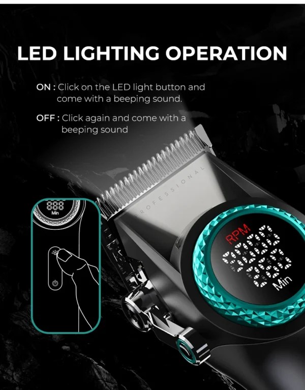 VGR 001 977 new hair trimming set high-end men's hair clipper intelligent digital display electric pusher carving and whitening - Image 16