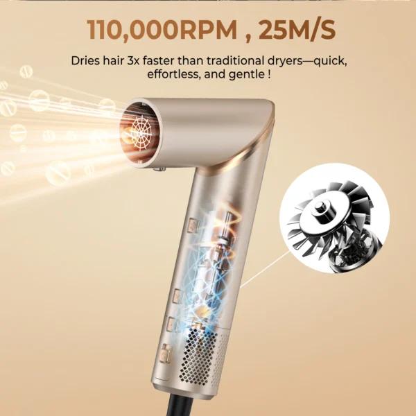 8 in 1 Hair Dryer Brush High Speed Brushless Blow Dryer Negative Ionic Hair Heating Brush Hot Air Styling Comb Auto Hair Curle - Image 12