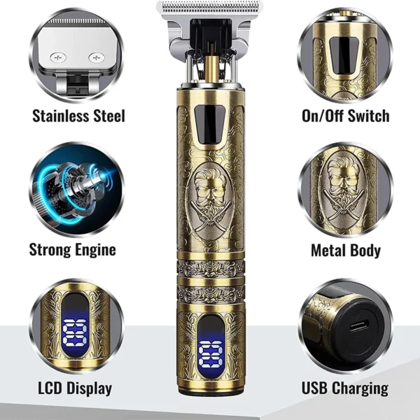 Electric Hair Clipper With LCD Display Oil Head Hair Cutting Machine Hair Beard Trimmer Rechargeable USB Shaver For Men Father - Image 4