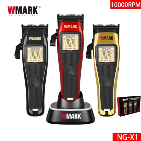 WMARK NG-X1 Professional Hair Clippers for Men,Microchipped Magnetic Motor 10000RPM 9V with Charge Stand,Cordless Cutter Trimmer - Image 2