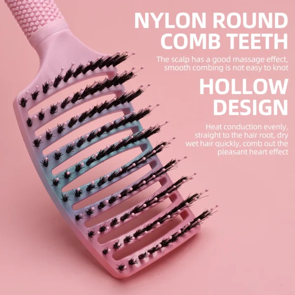 Barber Hair Brush Scalp Massage Comb Women Nylon Pig Sideburns Wet Curly Hair Brush Hairy Big Bend CombStyling Tools ﻿ ﻿ - Image 13