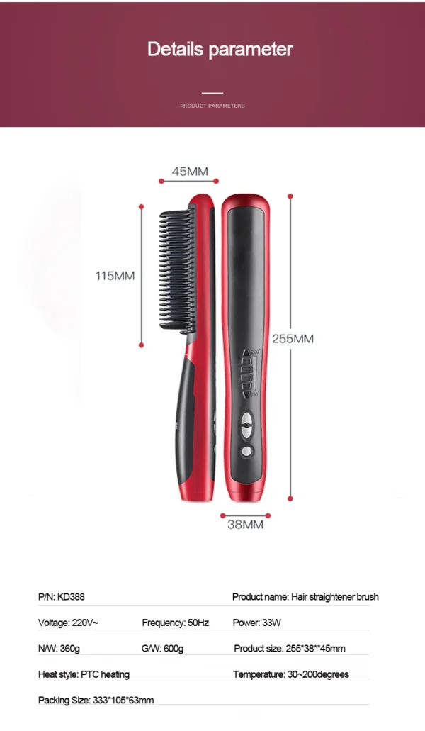 Multifunctional Hair Straightener Professional Quick Heated Electric Hot Comb Curler Hairstyle Brush Curling Iron Stying Tool - Image 17
