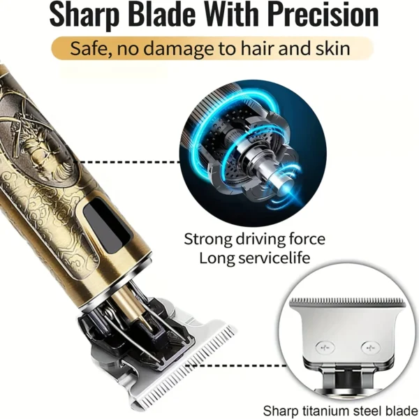 Electric Hair Clipper With LCD Display Oil Head Hair Cutting Machine Hair Beard Trimmer Rechargeable USB Shaver For Men Father - Image 3