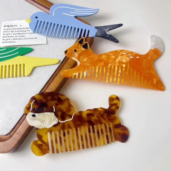 Pointed Tail Comb Tulip Acetate Comb Animal Puppy Makeup Comb Hair Accessories Wide Toothed Hairdressing Combs Household - Image 31