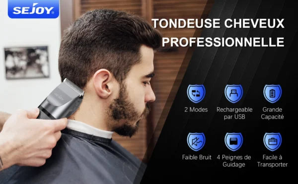 Sejoy Electric Hair Clippers Men Professional kit USB Rechargeable Men's Barber Hair Cutting Machine Beard Trimmer For Men Kids - Image 7