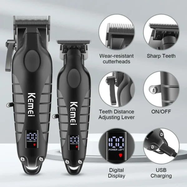 Kemei Hair Clipper Kit for Men, Electric Shaver, Hair Trimmer, Professional Cutting Machine, KM-2290, KM-2293, KM-1102 - Image 3