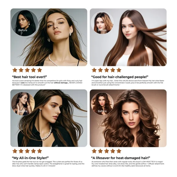 8 in 1 Hair Dryer Brush High Speed Brushless Blow Dryer Negative Ionic Hair Heating Brush Hot Air Styling Comb Auto Hair Curle - Image 14
