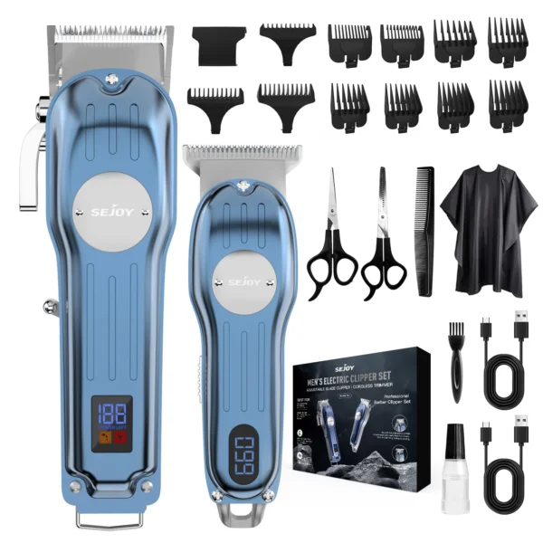 Sejoy Professional Combo Kits Hair Clipper Electric Hair Trimmer Set For Men Rechargeable Cordless Haircut Machine for Barber - Image 9