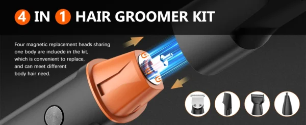 MAXGROOM 4 in 1 Body Hair Trimmer Kit for Men Pubic Hair Shaver Nose Beard Trimmer Electric IPX6 Waterproof Groin Shaver for Man - Image 10