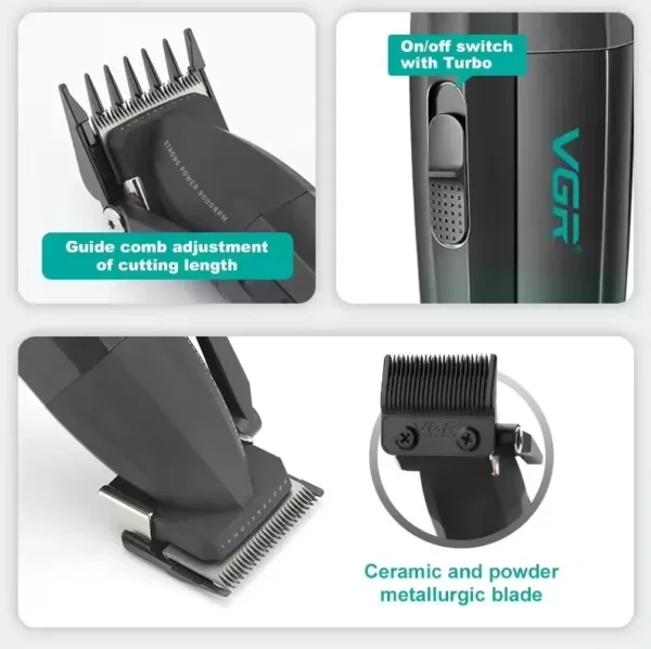 VGR Hair Clipper Professional Hair Cut Machine Face Shaver Barber Clippers Beard Trimmer Metal Trimmer for Men V-003 V-906 V-308 - Image 24