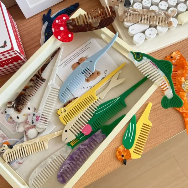 Pointed Tail Comb Tulip Acetate Comb Animal Puppy Makeup Comb Hair Accessories Wide Toothed Hairdressing Combs Household - Image 37