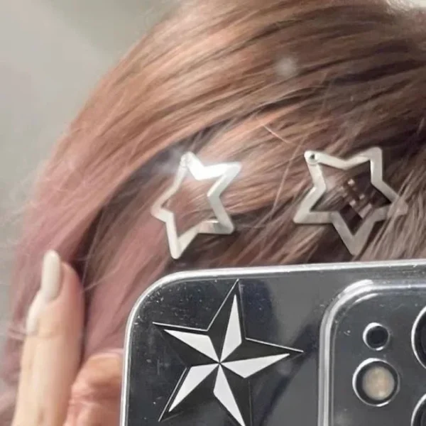 10/40PCS Silver Star Hair Clips for Girls Filigree Star Metal Snap Clip Women Simple BB Hairpins Barrettes Hair Accessories - Image 4