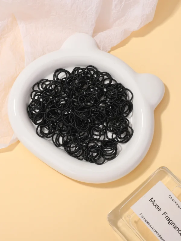 100 Pcs/Lot 2cm Hair Ties Gum Colorful Nylon Rubber Band Rope Doll Hair Accessories Black Elastic Hair Bands for Baby Girls Gift - Image 24