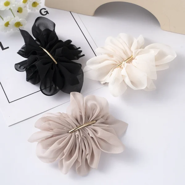 Big Spring Hair Claw Clips Women Metal Chiffon Flowers Ponytail Holder Hairpin Barrettes Fashion Girls Hair Accessories Hairgrip - Image 4
