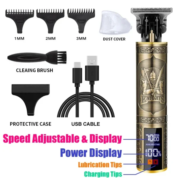 Vintage USB Charging Electric Hair Trimmer Portable Barber Clipper Professional Haircut Machine for Men - Boyfriend Gift - Image 12