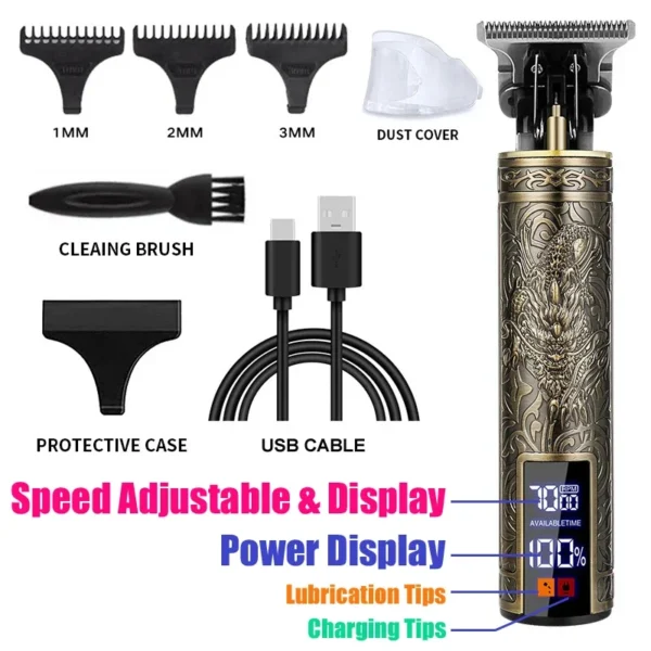 Vintage USB Charging Electric Hair Trimmer Portable Barber Clipper Professional Haircut Machine for Men - Boyfriend Gift - Image 8