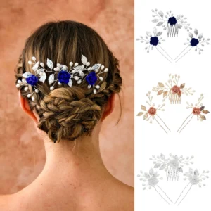 3PK/Set Fashion Handmade Flower Hair Comb Hair Pin Set Delicate Leaf Crystal Hair Clips For Women Party Jewelry Hair Accessories