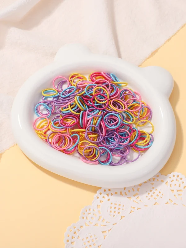 100 Pcs/Lot 2cm Hair Ties Gum Colorful Nylon Rubber Band Rope Doll Hair Accessories Black Elastic Hair Bands for Baby Girls Gift - Image 4