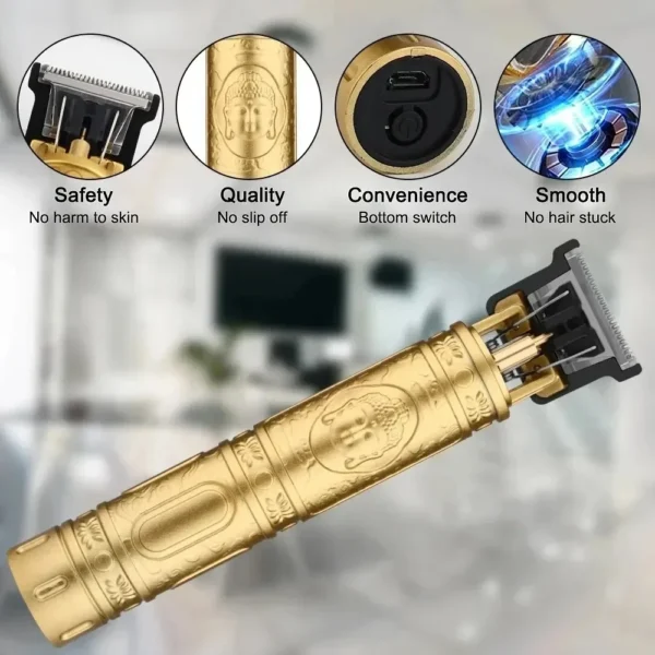 Vintage USB Charging Electric Hair Trimmer Portable Barber Clipper Professional Haircut Machine for Men - Boyfriend Gift - Image 6