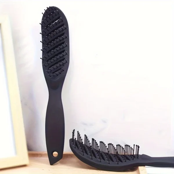 1pc Ergonomic Curved Hair Comb for Men & Women - Nylon Bristles, ABS Plastic Handle, Massage Round Head, High-Temperature Resist - Image 4