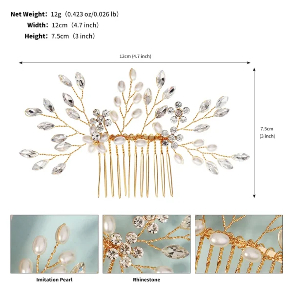 Trendy Pearl Handmade Hair Combs Delicate Crystal Flower Beaded Hair Clip Headpiece Festive Party Jewelry Hair Accessories - Image 9