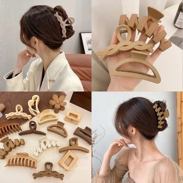 Women Hair Claw Clips Korea Coffee Beige Acrylic Large Hair Claw Hairpin Geometric Barrettes Crab Girl Headwear Hair Accessories - Image 5