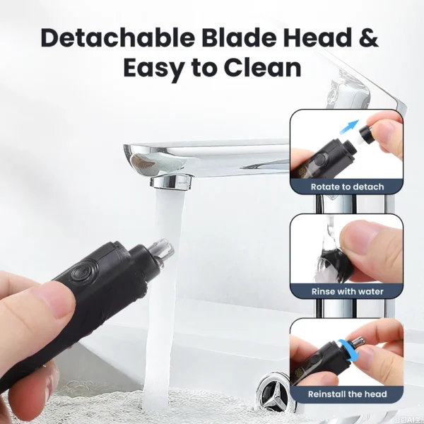 Electric Nose Hair Trimmer for Man Women Digital Display 360° Roating Machine Nose Ear Hair Remove Shaver Razor Detachable Blade - Image 4