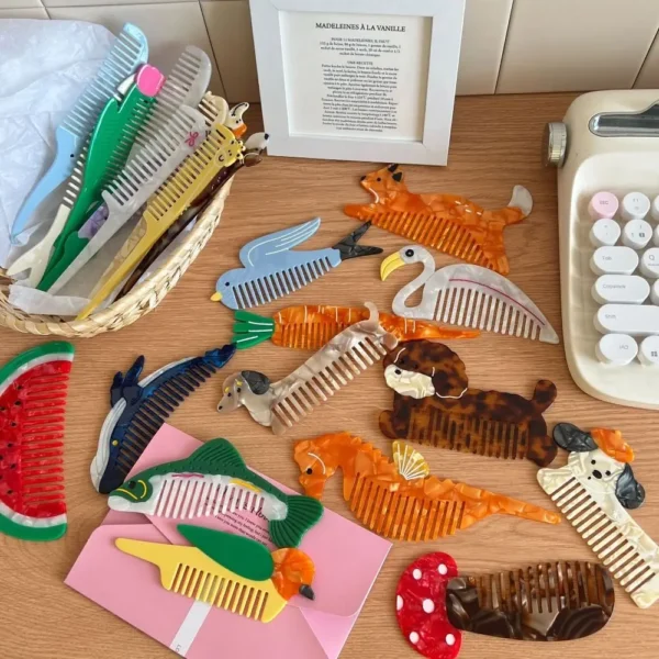 Pointed Tail Comb Tulip Acetate Comb Animal Puppy Makeup Comb Hair Accessories Wide Toothed Hairdressing Combs Household - Image 47