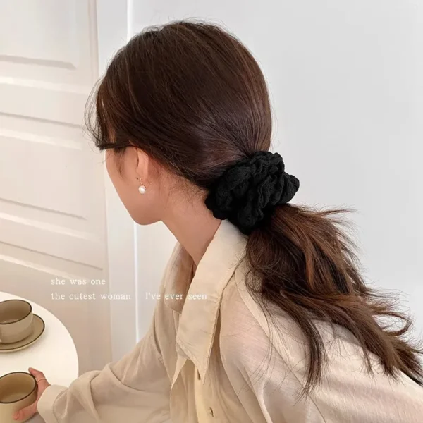 Solid Color Large Intestine Hair Rope for Women Simple Meatball Head Hair Ring Fashion Girl Does Not Damage The Hair Scrunchie - Image 3