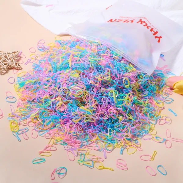 500/1000/2000pcs Girls Colourful Disposable Rubber Band Hair Ties Headband Children Ponytail Holder Bands Kids Hair Accessories - Image 9