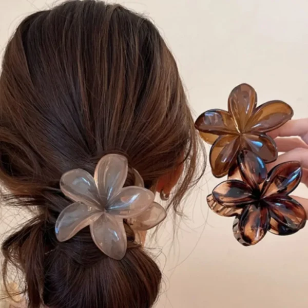 Women's Laser Mermaid Princess Flower Shaped 8cm/3.15in Large-Size Brown Beige Lightweight Plastic Hair Clips Fashionable And - Image 2
