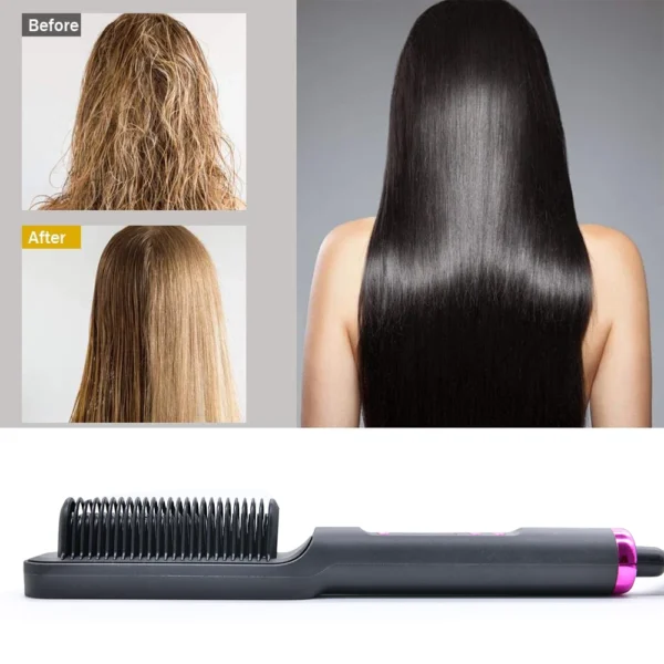 Hair Straightener Brush Heating Hot Comb Straightener Electric Hair Straightening Curly Multifunctional Iron Brush Comb Curler - Image 31