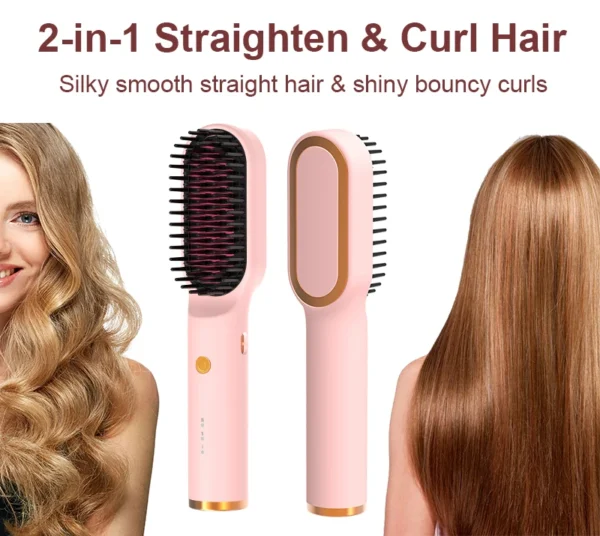 Porta Cordless Pink Hair Straightener Brush - 45 - Min Battery, Type - C Rechargeable, Fast Heating, Lightweight - Image 10