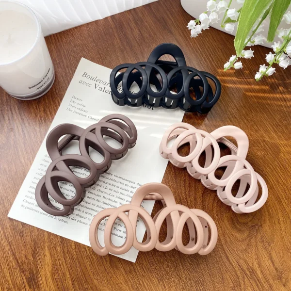 Frosted Hollow Hair Claw Bow Hair Clip Crab Elegant Hairpin Women Barrette Solid Headband Simple Korean Fashion Hair Accessories - Image 4