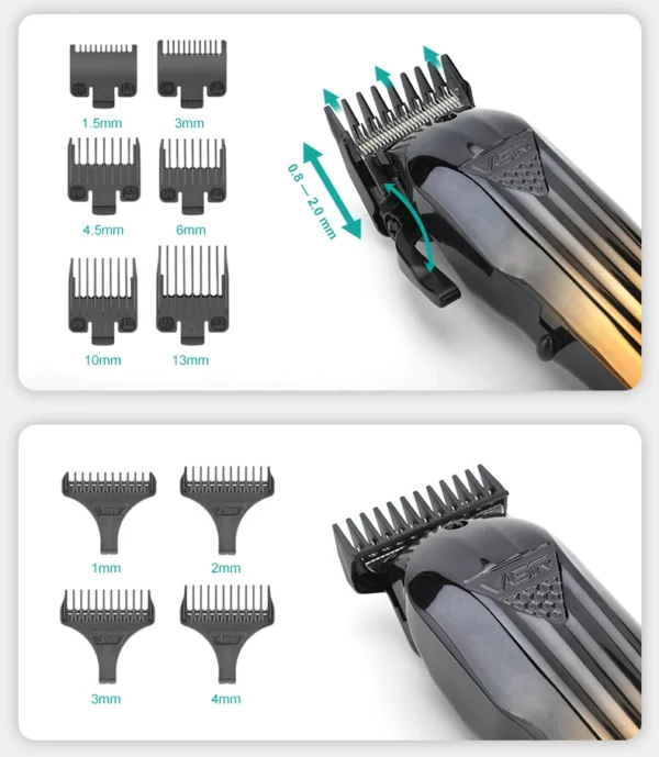 VGR 646 Hair Trimmer Professional USB Hair Clipper Rechargeable Hair Cutting Machine Barber Hair Trimmer Set LED Trimmer for Men - Image 12