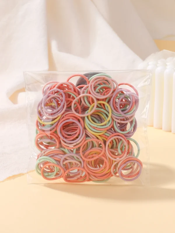 100 Pcs/Lot 2cm Hair Ties Gum Colorful Nylon Rubber Band Rope Doll Hair Accessories Black Elastic Hair Bands for Baby Girls Gift - Image 17