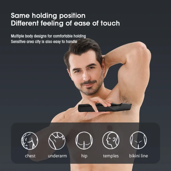 RESUXI T3 Men's 3 in 1 Multifunctional Electric Body Hair Trimmer Full Body Washable Shaver Portable Pubic Hair Clipper Razor - Image 2