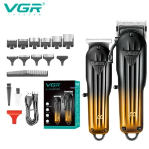 VGR 646 Hair Trimmer Professional USB Hair Clipper Rechargeable Hair Cutting Machine Barber Hair Trimmer Set LED Trimmer for Men
